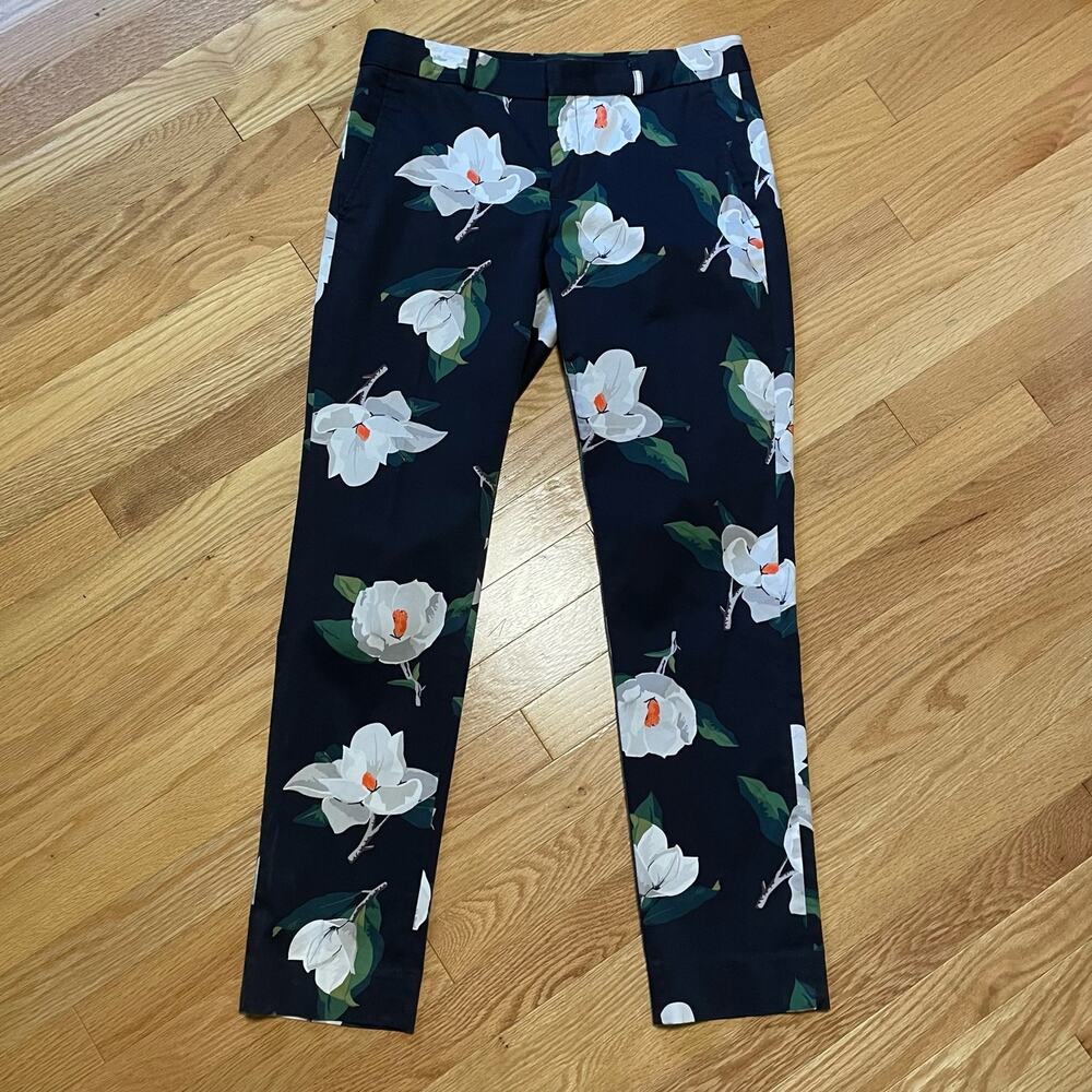 Banana Republic Black White Floral Ryan Fit Straight Dress Pants 4